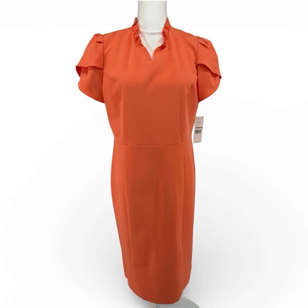 Nanette Lepore NWT Stretch Sheath Orange/Coral Short Sleeve Dress MSRP$128 Sz 12